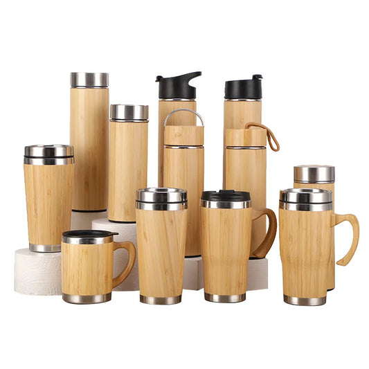 Bamboo Thermos Water Bottle Cups