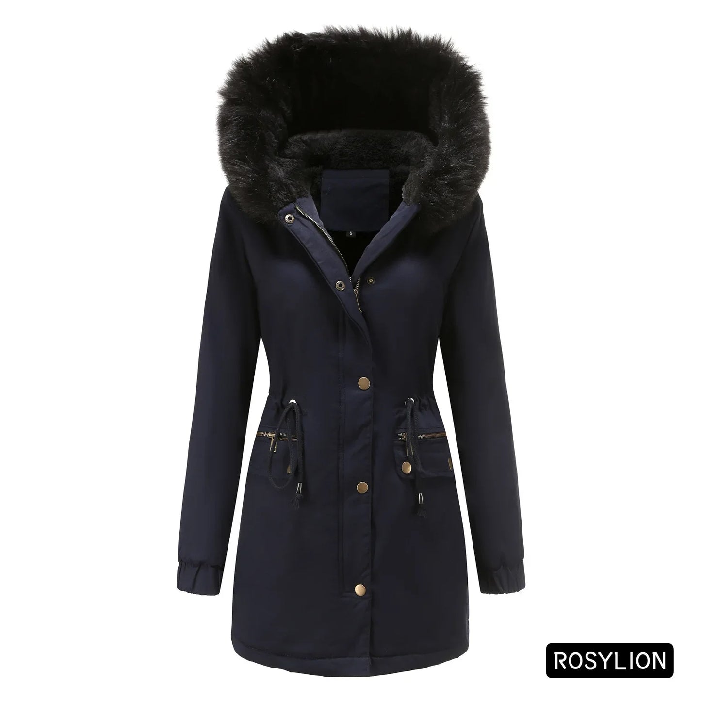 Faux Fur Collar Hooded Jacket Women