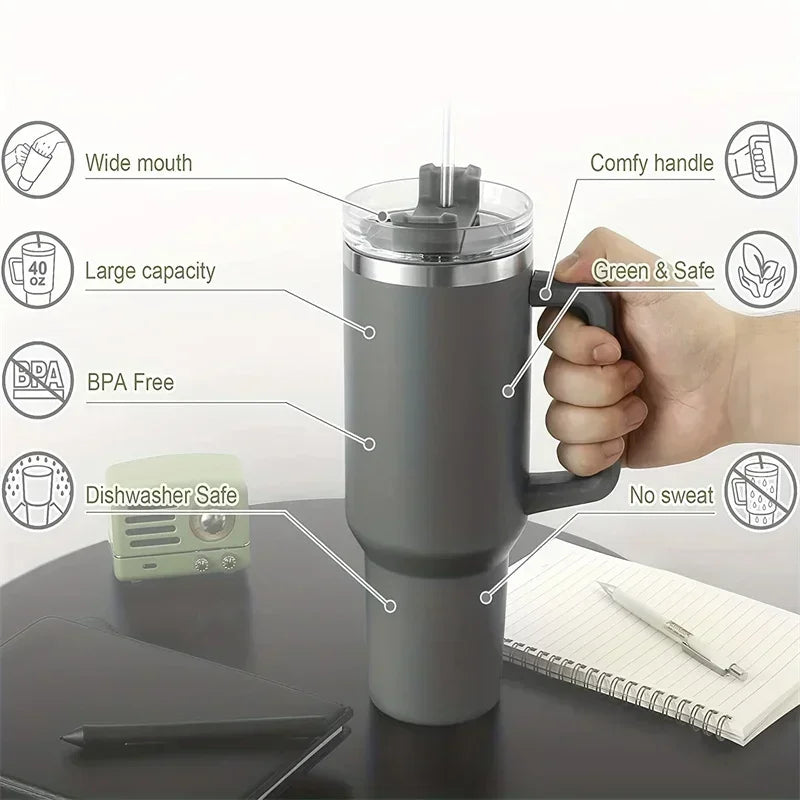 Vacuum Flask With Handle Straw