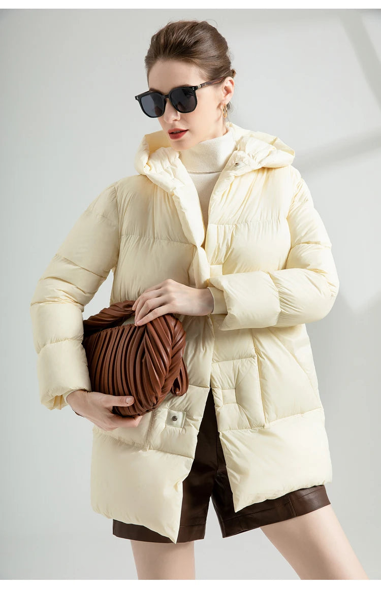 Warm Puffer Jacket With Belt