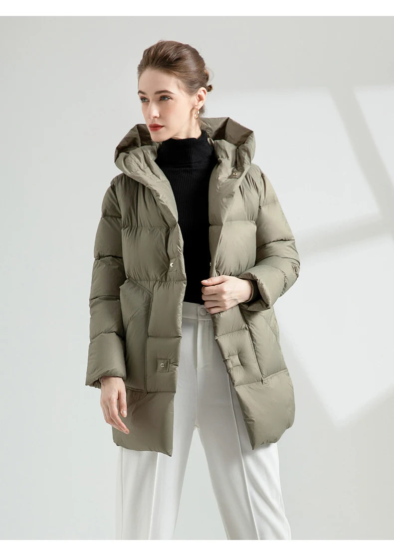 Warm Puffer Jacket With Belt