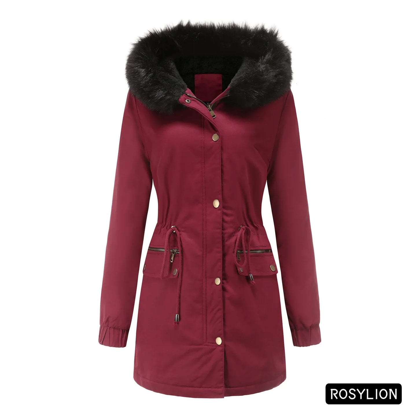 Faux Fur Collar Hooded Jacket Women