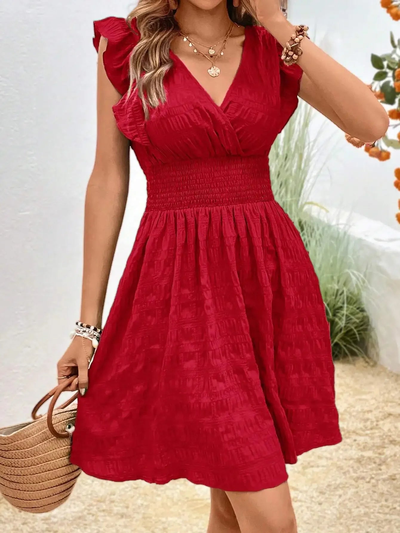 Casual V Neck Short Dresses