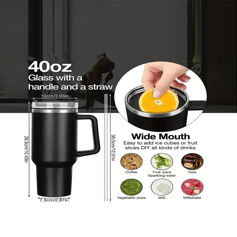 Vacuum Flask With Handle Straw