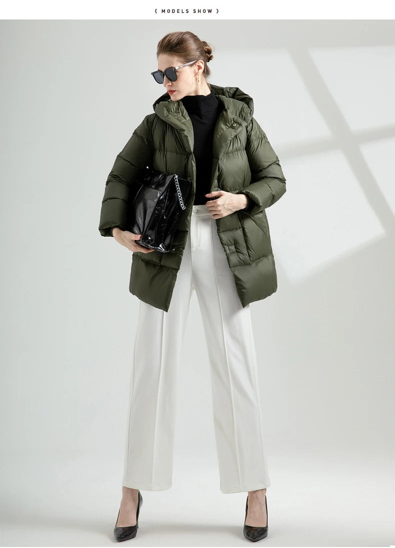 Warm Puffer Jacket With Belt