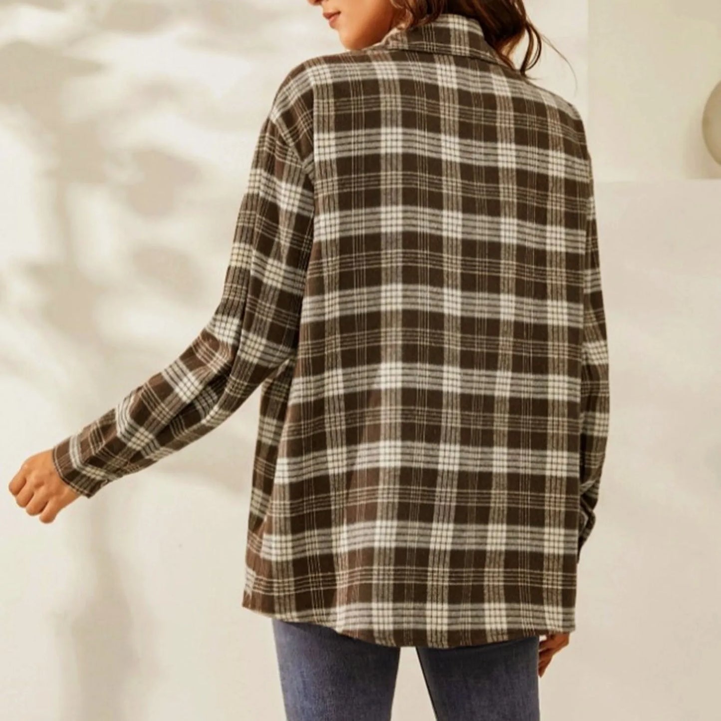 Oversized Long Plaid Shirt