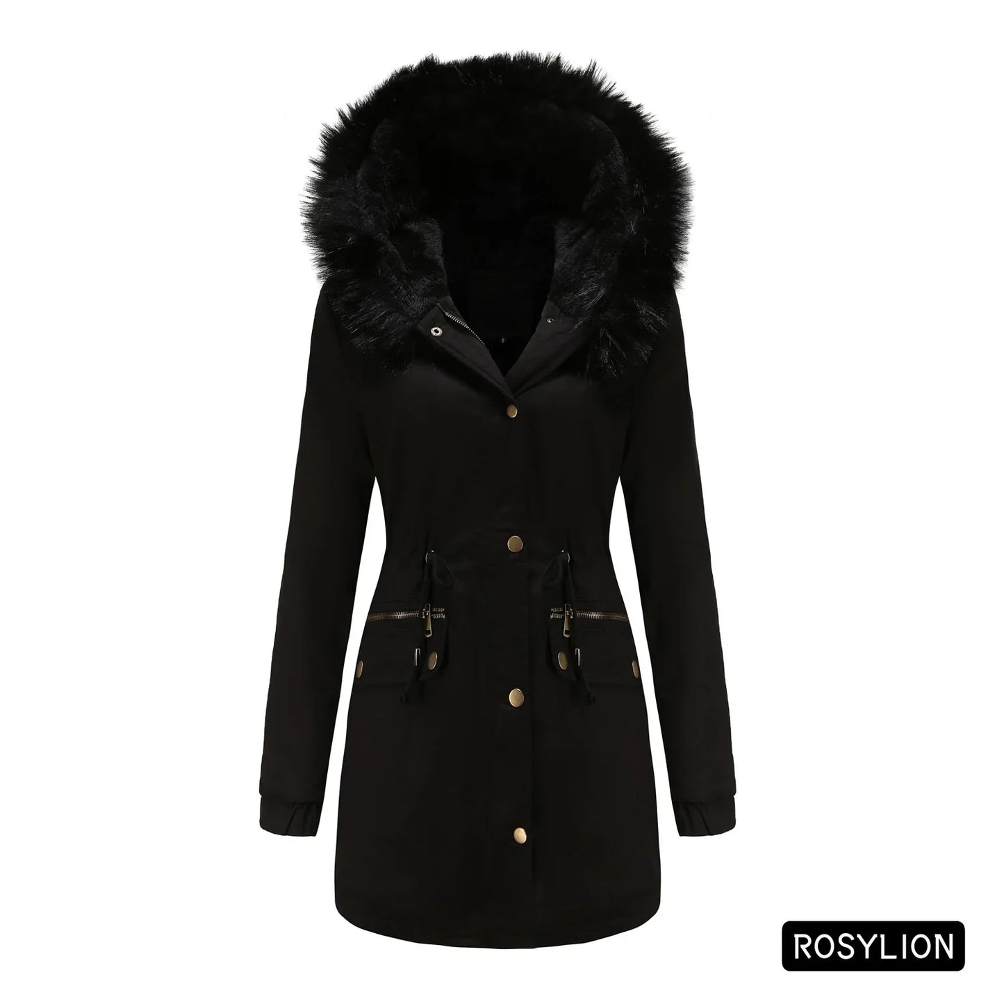 Faux Fur Collar Hooded Jacket Women