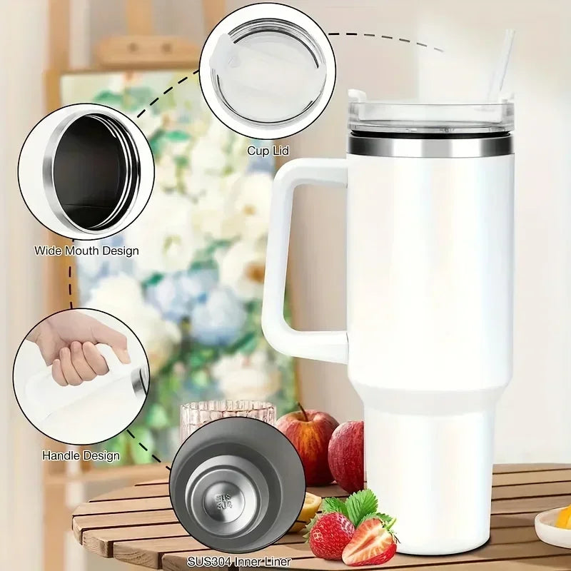 Vacuum Flask With Handle Straw