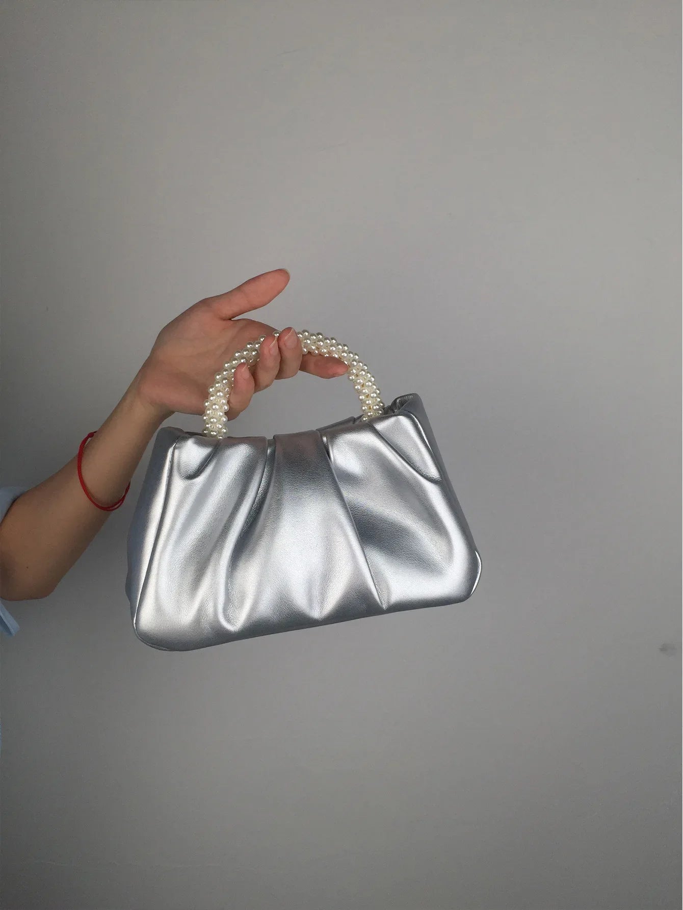 Pearl Handle Women Clutch Purse