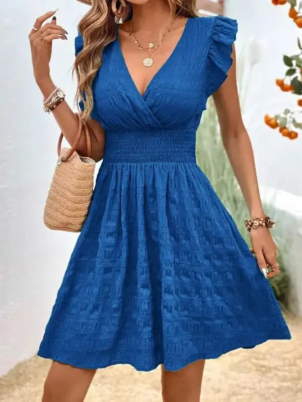 Casual V Neck Short Dresses