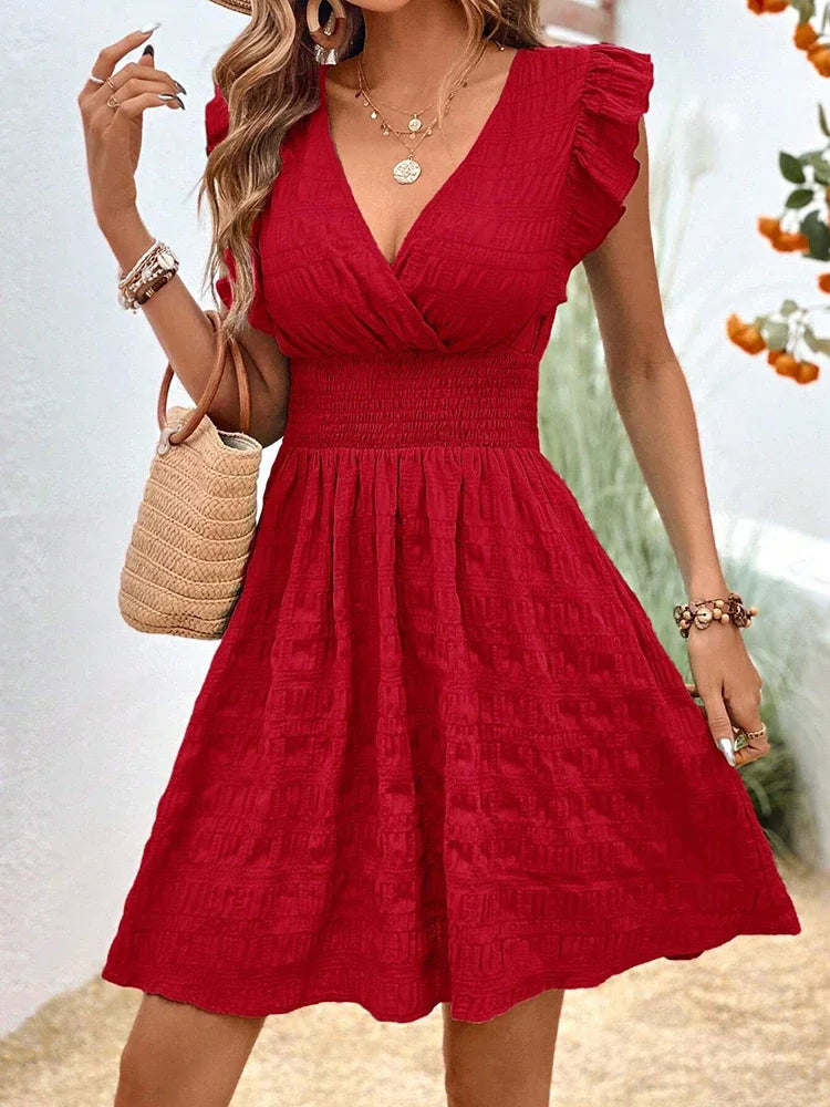 Casual V Neck Short Dresses