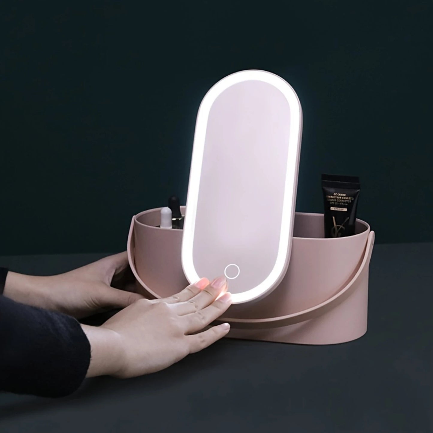 Cosmetic Storage Box With Mirror And LED Lights