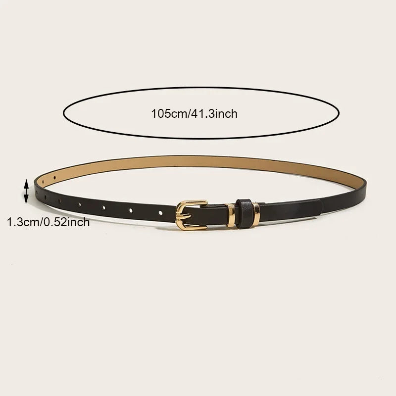 Leopard Print Leather Thin Belt