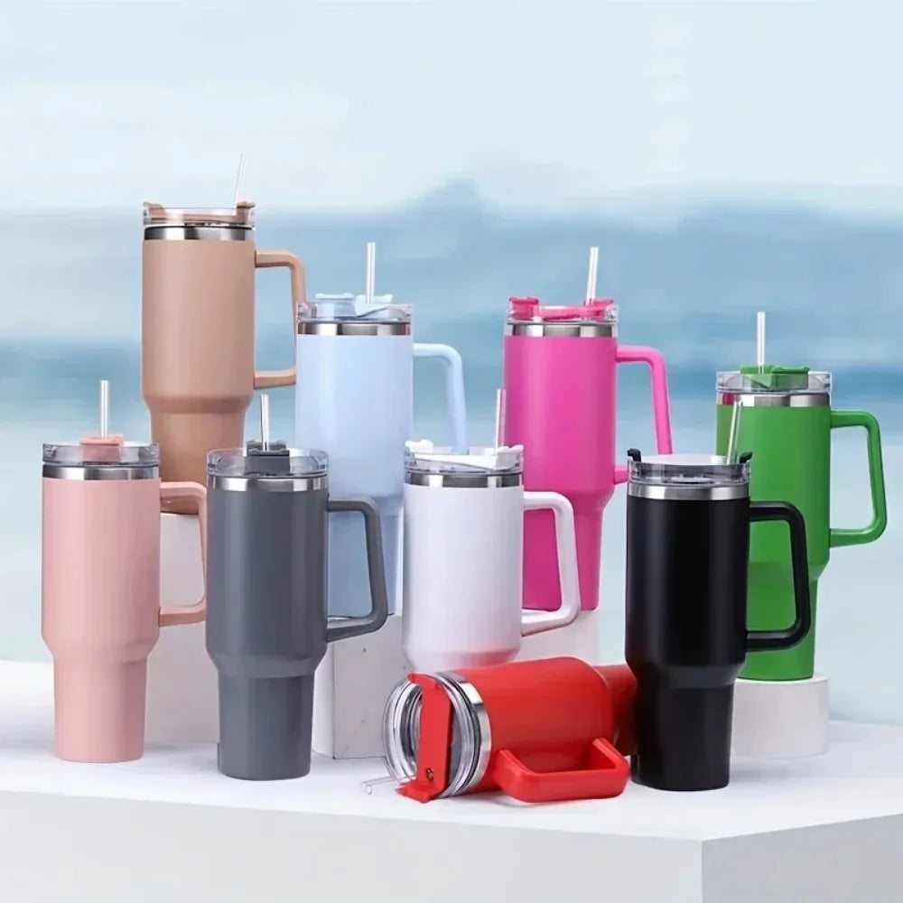 Vacuum Flask With Handle Straw