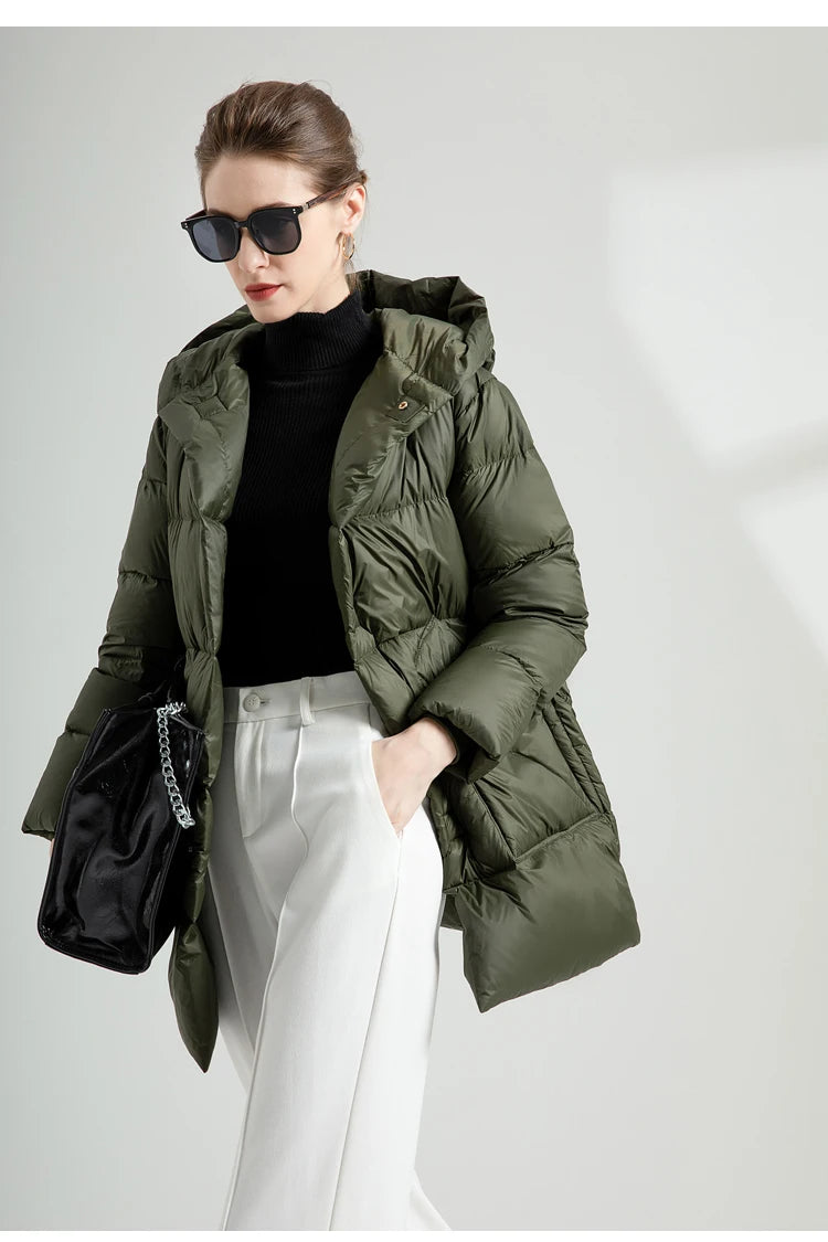 Warm Puffer Jacket With Belt