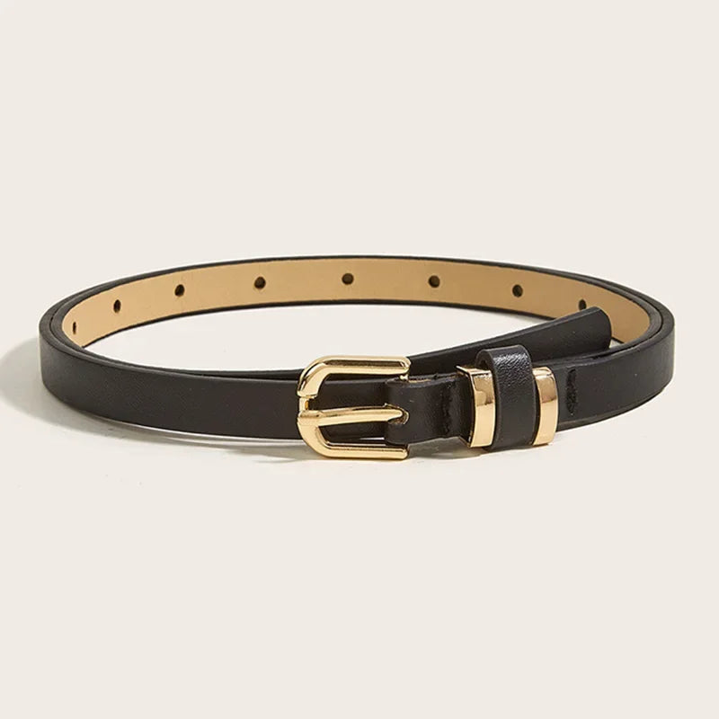 Leopard Print Leather Thin Belt