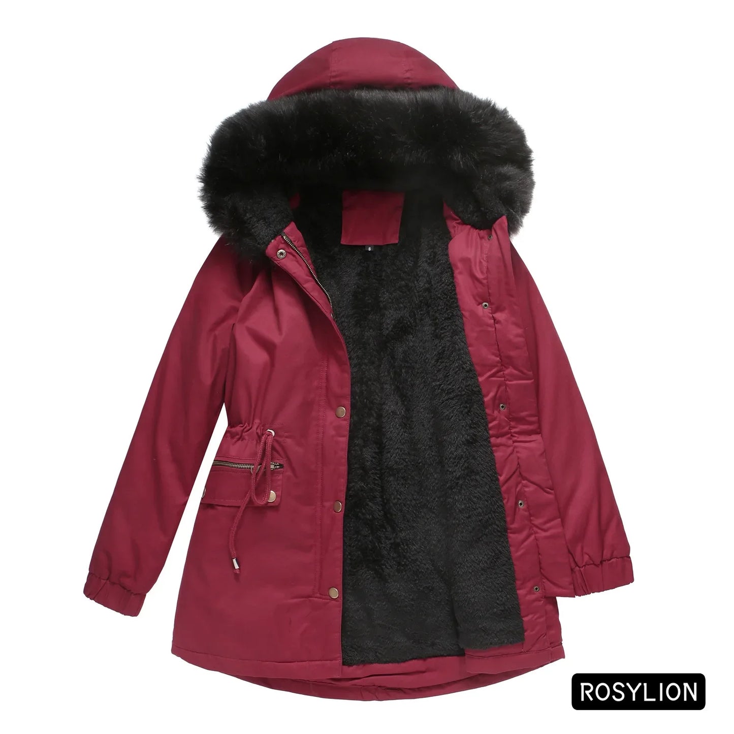 Faux Fur Collar Hooded Jacket Women