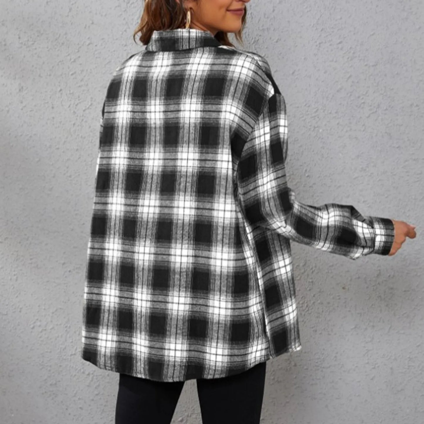 Oversized Long Plaid Shirt