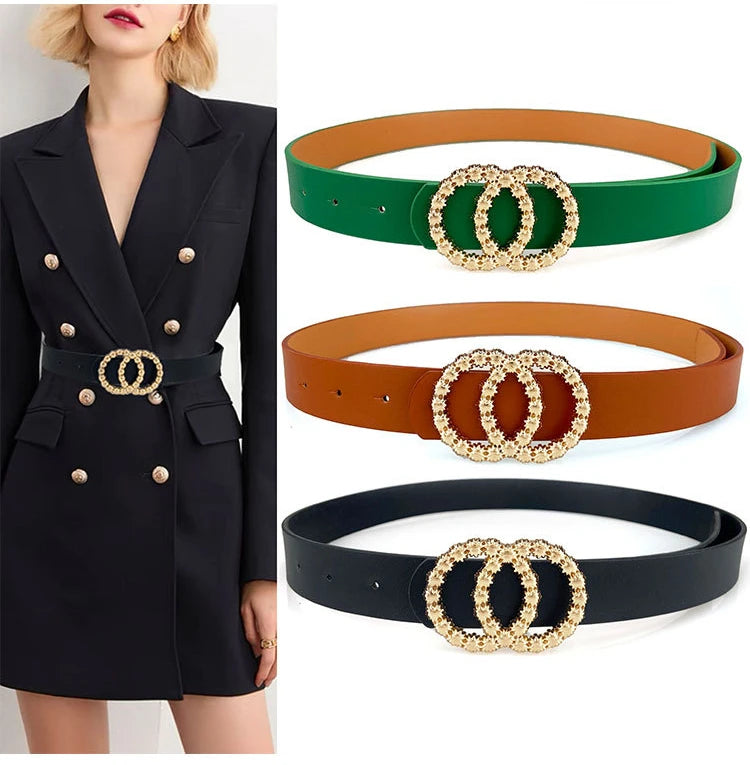 Luxury Design Leather Belt Women's