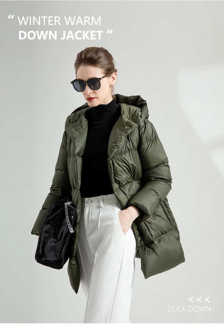 Warm Puffer Jacket With Belt