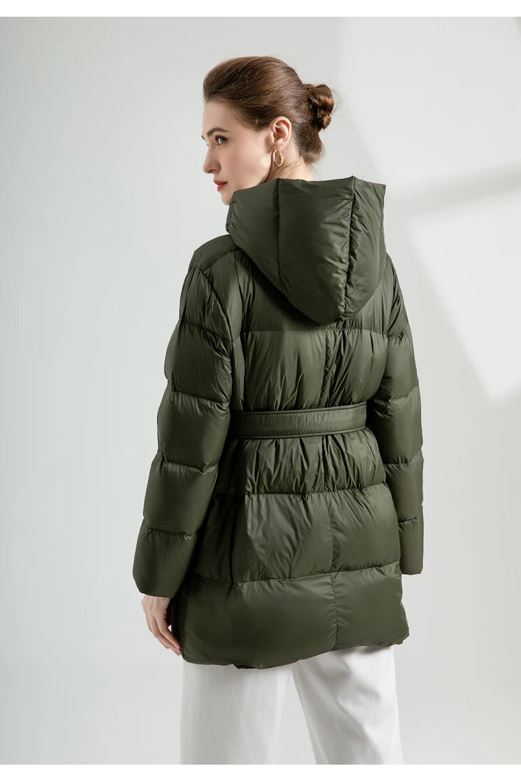 Warm Puffer Jacket With Belt