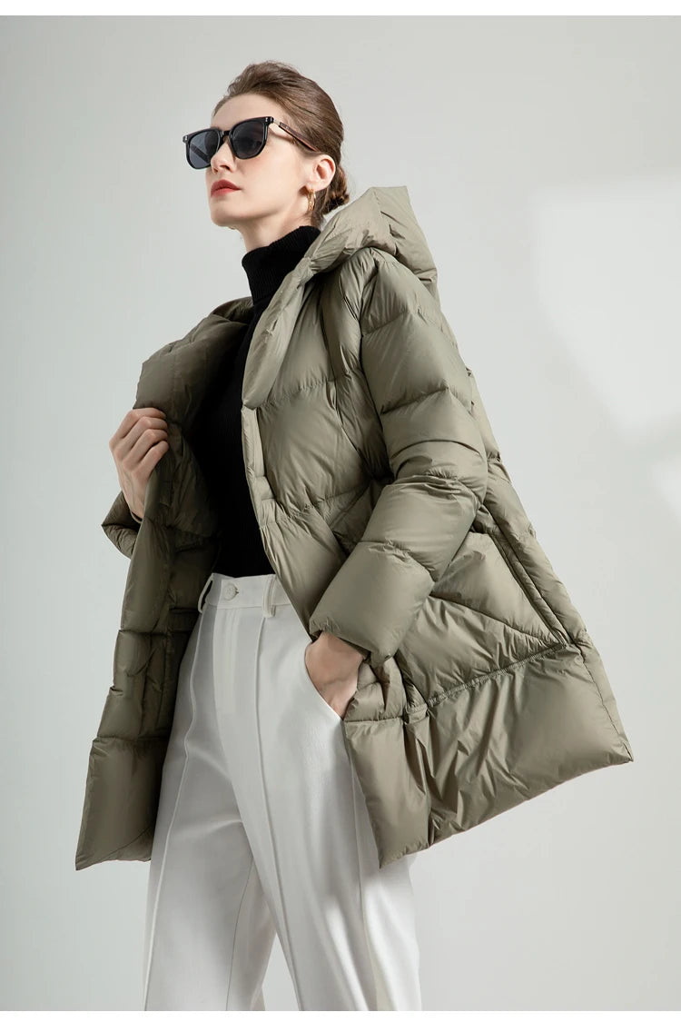 Warm Puffer Jacket With Belt