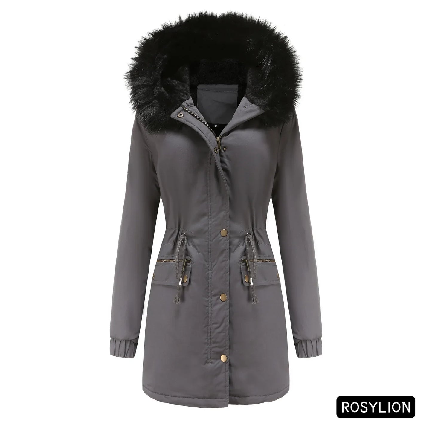 Faux Fur Collar Hooded Jacket Women