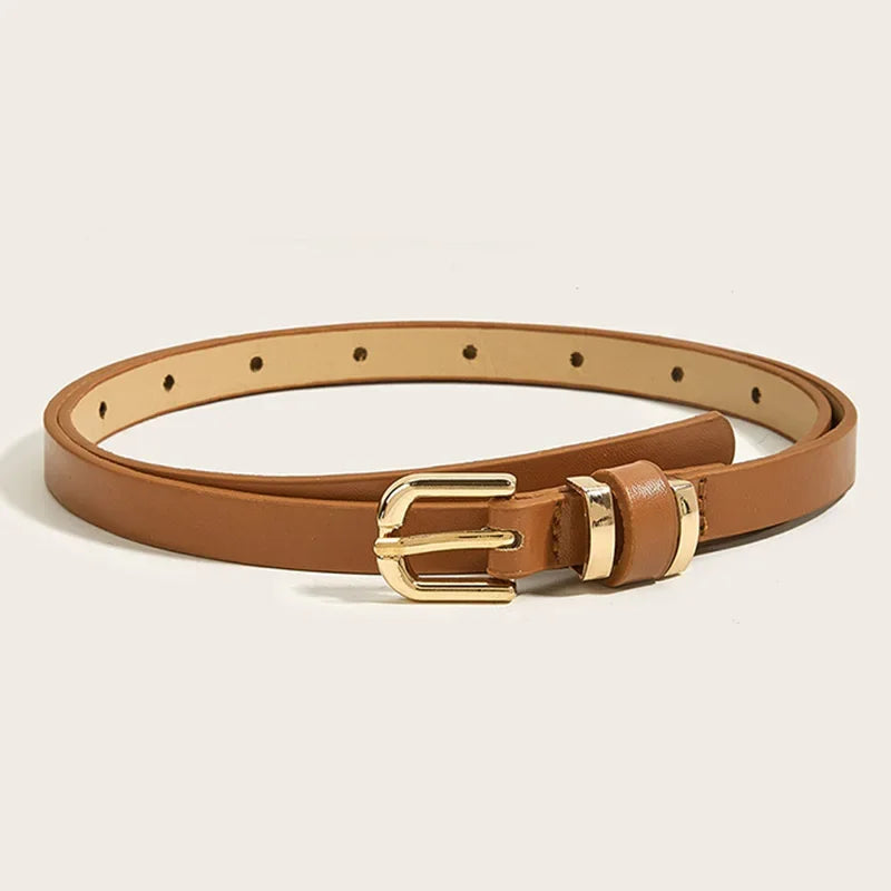 Leopard Print Leather Thin Belt