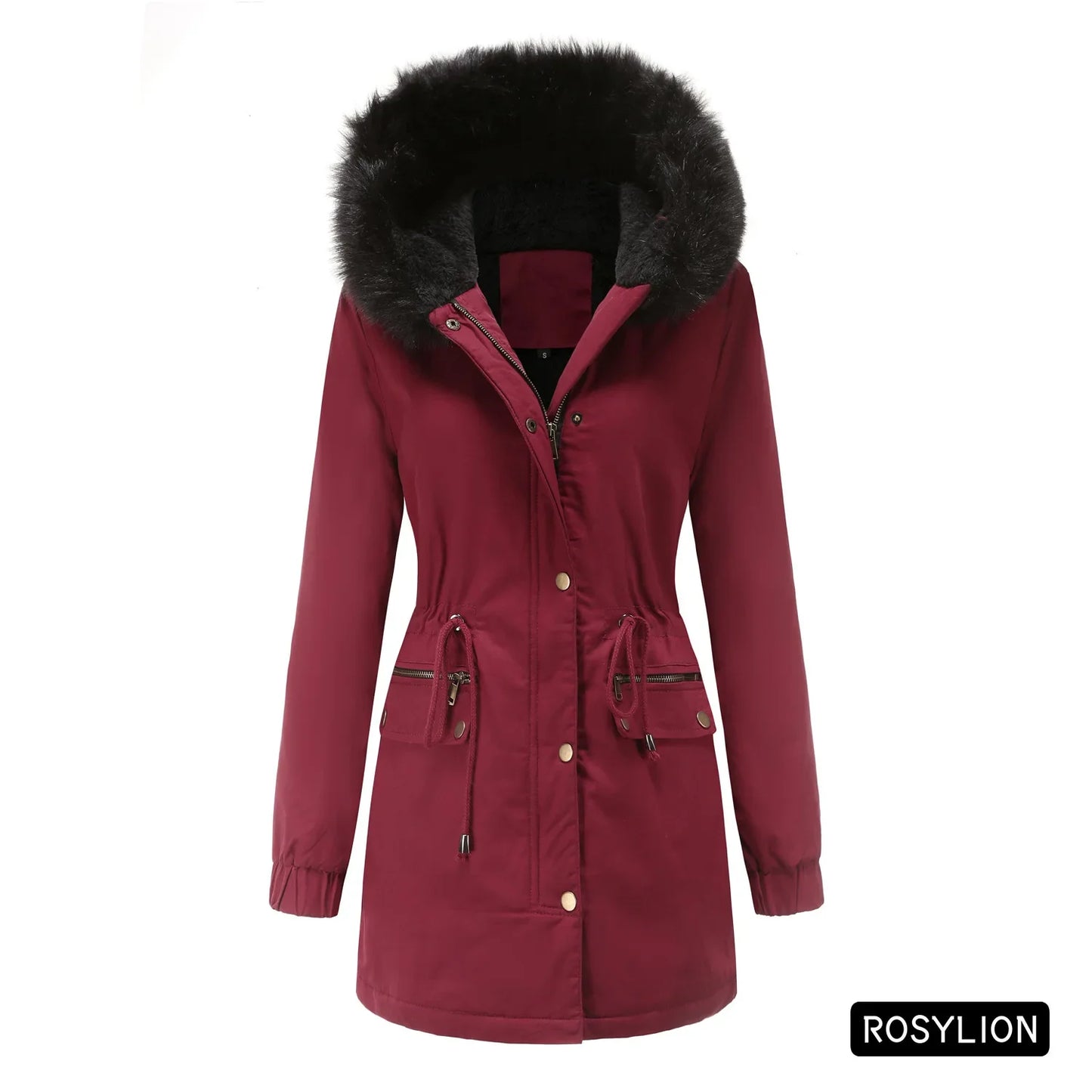 Faux Fur Collar Hooded Jacket Women